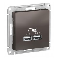 Розетка 2xUSB SYSTEME ELECTRIC ATLASDESIGN, мокко