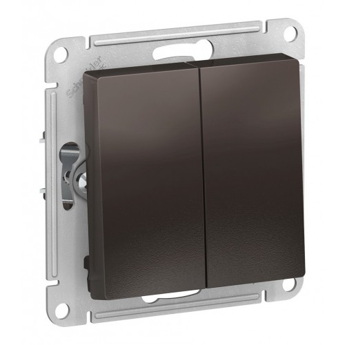 Выключатель 2-клавишный SYSTEME ELECTRIC ATLASDESIGN, скрытый монтаж, мокко