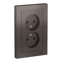 Розетка двухместная SYSTEME ELECTRIC ATLASDESIGN, скрытый монтаж, без заземления, мокко