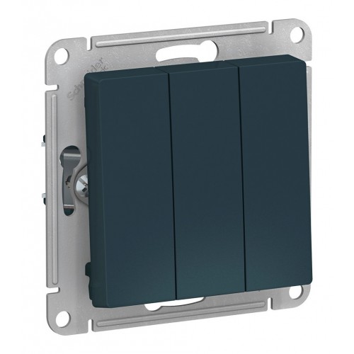 Выключатель 3-клавишный SYSTEME ELECTRIC ATLASDESIGN, скрытый монтаж, изумруд