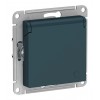 Розетка SYSTEME ELECTRIC ATLASDESIGN, скрытый монтаж, с заземлением, с крышкой, со шторками, изумруд
