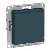 Розетка SYSTEME ELECTRIC ATLASDESIGN, скрытый монтаж, с заземлением, с крышкой, со шторками, изумруд