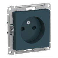 Розетка SYSTEME ELECTRIC ATLASDESIGN, скрытый монтаж, без заземления, со шторками, изумруд