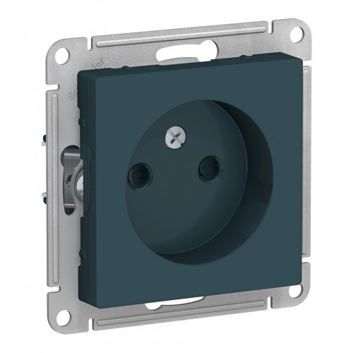 Розетка SYSTEME ELECTRIC ATLASDESIGN, скрытый монтаж, без заземления, со шторками, изумруд