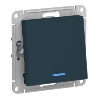 Переключатель 1-клавишный SYSTEME ELECTRIC ATLASDESIGN, с подсветкой, скрытый монтаж, изумруд