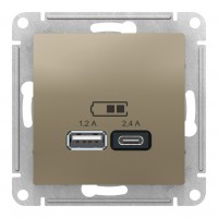Розетка 2xUSB SYSTEME ELECTRIC ATLASDESIGN, шампань