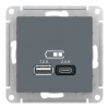 Розетка 2xUSB SYSTEME ELECTRIC ATLASDESIGN, грифель