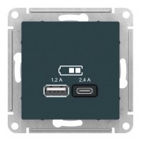 Розетка 2xUSB SYSTEME ELECTRIC ATLASDESIGN, изумруд