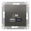 Розетка 2xUSB SYSTEME ELECTRIC ATLASDESIGN, сталь