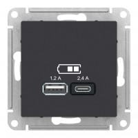 Розетка 2xUSB SYSTEME ELECTRIC ATLASDESIGN, карбон