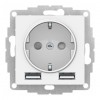 Розетка с USB SYSTEME ELECTRIC ATLASDESIGN, скрытый монтаж, с заземлением, белый