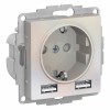 Розетка с USB SYSTEME ELECTRIC ATLASDESIGN, скрытый монтаж, с заземлением, жемчуг
