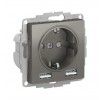 Розетка с USB SYSTEME ELECTRIC ATLASDESIGN, скрытый монтаж, с заземлением, сталь