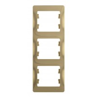 Рамка 3 поста SYSTEME ELECTRIC GLOSSA, вертикальная, титан