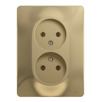 Розетка двухместная SYSTEME ELECTRIC GLOSSA, скрытый монтаж, без заземления, титан