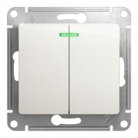 Выключатель 2-клавишный SYSTEME ELECTRIC GLOSSA, с подсветкой, скрытый монтаж, перламутр