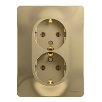 Розетка двухместная SYSTEME ELECTRIC GLOSSA, скрытый монтаж, с заземлением, титан