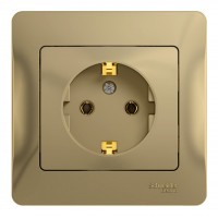 Розетка SYSTEME ELECTRIC GLOSSA, скрытый монтаж, с заземлением, титан