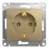 Розетка SYSTEME ELECTRIC GLOSSA, скрытый монтаж, с заземлением, со шторками, титан