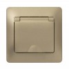 Розетка SYSTEME ELECTRIC GLOSSA, скрытый монтаж, с заземлением, с крышкой, со шторками, титан