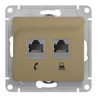 Розетка 2xRJ11+RJ45 Cat.5 SYSTEME ELECTRIC GLOSSA, титан