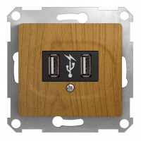 Розетка 2xUSB SYSTEME ELECTRIC GLOSSA, дуб