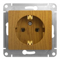 Розетка SYSTEME ELECTRIC GLOSSA, скрытый монтаж, с заземлением, дуб