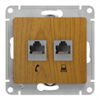 Розетка 2xRJ11+RJ45 Cat.5 SYSTEME ELECTRIC GLOSSA, дуб