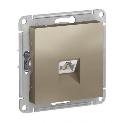 Розетка компьютерная RJ45 Cat.6 SYSTEME ELECTRIC ATLASDESIGN, скрытый монтаж, шампань, ATN000586