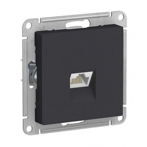 Розетка компьютерная RJ45 Cat.6 SYSTEME ELECTRIC ATLASDESIGN, скрытый монтаж, карбон, ATN001086