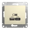 Розетка 2xUSB SYSTEME ELECTRIC GLOSSA, скрытый монтаж, бежевый, GSL000239