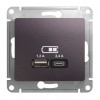 Розетка 2xUSB SYSTEME ELECTRIC GLOSSA, скрытый монтаж, сиреневый туман, GSL001439