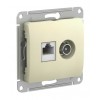 GLOSSA РОЗЕТКА двойная ТВ + компьютерная RJ45, кат. 5Е, механизм, БЕЖЕВЫЙ