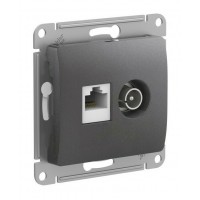 GLOSSA РОЗЕТКА двойная ТВ + компьютерная RJ45, кат. 5Е, механизм, ГРАФИТ
