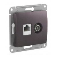 GLOSSA РОЗЕТКА двойная ТВ + компьютерная RJ45, кат.5Е, механизм, СИРЕНЕВЫЙ ТУМАН