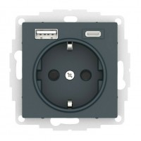 РОЗЕТКА 16А c 2 USB A+C, мех, ИЗУМРУД