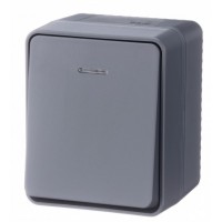 AtlasDesign Profi54 Выключатель 1-клавишный с подсветкой 10 АХ, АНТРАЦИТ