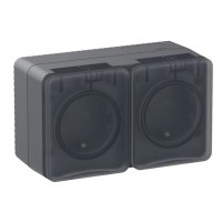 AtlasDesign Profi54 двойная розетка с заземлением со шторками 16А 250B, АНТРАЦИТ