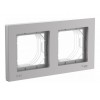Рамка 2 поста IP44 SYSTEME ELECTRIC ATLASDESIGN AQUA, горизонтальная, алюминий, ATN440302