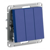 Выключатель 3-клавишный SYSTEME ELECTRIC ATLASDESIGN, скрытый монтаж, аквамарин, ATN001131