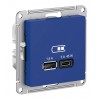 Розетка USB+USB type C SYSTEME ELECTRIC ATLASDESIGN, скрытый монтаж, аквамарин, ATN001129