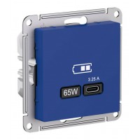 Розетка USB type C SYSTEME ELECTRIC ATLASDESIGN, скрытый монтаж, аквамарин, ATN001127