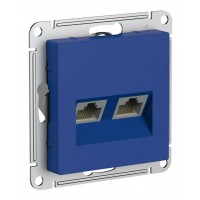 Розетка компьютерная 2xRJ45 SYSTEME ELECTRIC ATLASDESIGN, скрытый монтаж, аквамарин, ATN001185