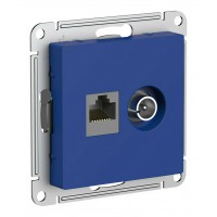 Розетка ТВ+компьютерная TV+RJ45 SYSTEME ELECTRIC ATLASDESIGN, скрытый монтаж, аквамарин, ATN001189