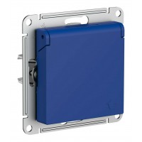 Розетка SYSTEME ELECTRIC ATLASDESIGN, скрытый монтаж, с заземлением, с крышкой, со шторками, аквамарин, ATN001146