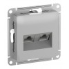 Розетка компьютерная 2xRJ45 Cat.6 SYSTEME ELECTRIC ATLASDESIGN, скрытый монтаж, алюминий, ATN000388