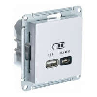 Розетка USB+USB type C SYSTEME ELECTRIC ATLASDESIGN, скрытый монтаж, жемчуг, ATN000429