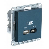 Розетка USB+USB type C SYSTEME ELECTRIC ATLASDESIGN, скрытый монтаж, изумруд, ATN000829