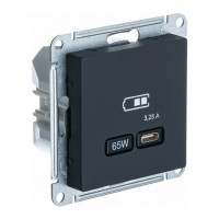 Розетка USB type C SYSTEME ELECTRIC ATLASDESIGN, скрытый монтаж, карбон, ATN001027