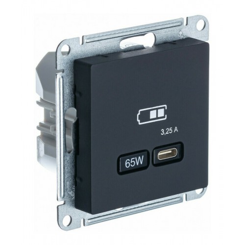 Розетка USB type C SYSTEME ELECTRIC ATLASDESIGN, скрытый монтаж, карбон, ATN001027